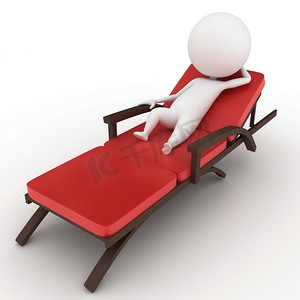 一个坐在躺椅上的人的3D渲染插图