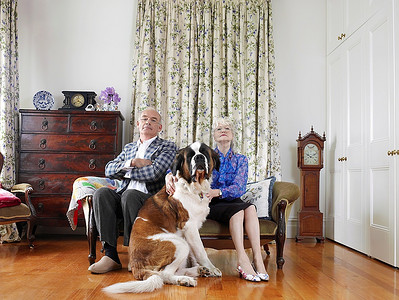 老年夫妇与他们的狗