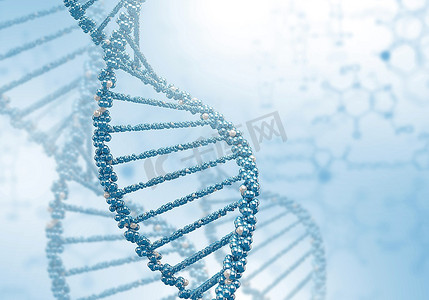 螺旋水泼出去摄影照片_彩色背景下DNA结构的数字图解