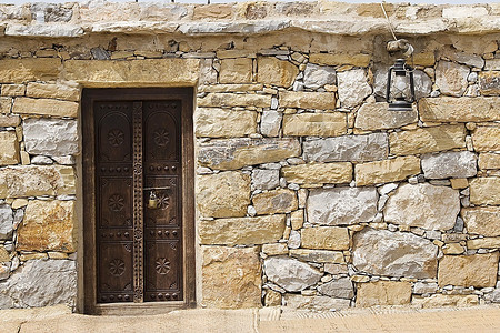 阿联酋迪拜，布尔迪拜遗产村展出的石屋细节