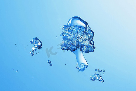 清澈的蓝色水花溅上白色的背景插图