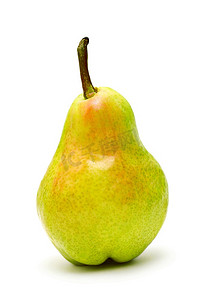 单个黑圆点摄影照片_白色背景下分离的单个成熟梨子