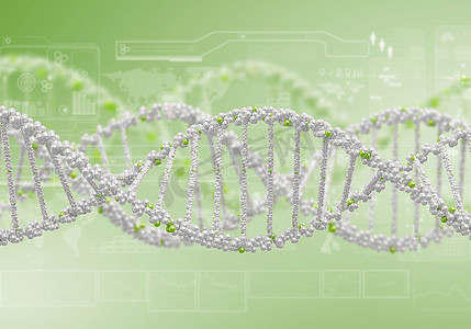 数字医学摄影照片_彩色背景下DNA结构的数字图解
