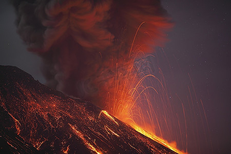 冒烟摄影照片_日本鹿儿岛樱岛喷发的熔岩