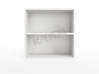 现代白色书柜，3D渲染