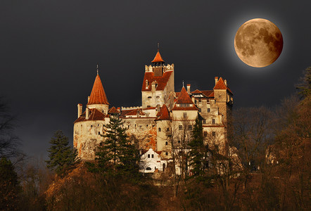 皇室成员摄影照片_在满月的吸血鬼的城堡