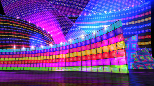 时尚音乐音乐摄影照片_迪斯科舞台设置彩虹