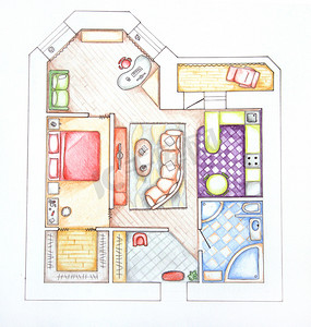 室内设计公寓-顶视图.