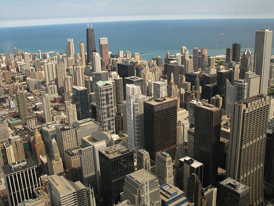 鸟瞰的芝加哥，伊利诺伊州