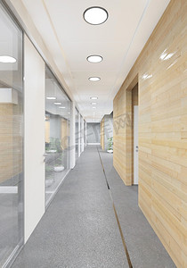 现代办公大楼的走廊