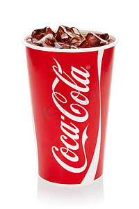关于摄影照片_可口可乐与原始杯冰块.