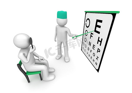 保健收藏-眼科医生检查患者和急症；S视力