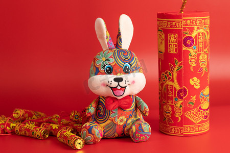 喜庆春节兔年新年实拍摄影图配图