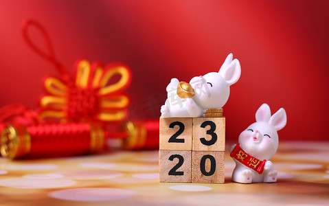 2023春节兔年2023数字喜庆摄影图配图