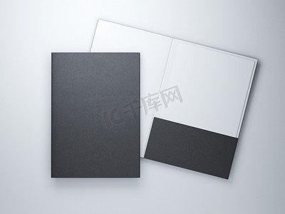 两个空白的黑色文件夹 