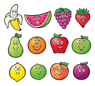 草莓卡通水果摄影照片_十二个卡通水果字符