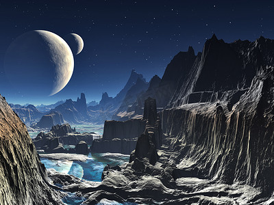 月光下的外星谷峡谷