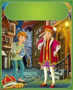 王子和乞丐-王子或公主城堡-骑士和仙女-儿童插画