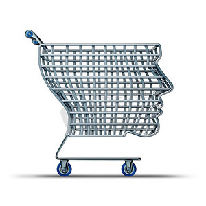 花钱摄影照片_智能购物和智能购物者作为消费者或客户获取的概念花钱作为一个3D插图。