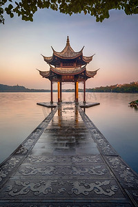 杭州古代摄影照片_ 西部，湖，照明，杭州