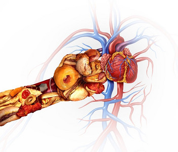 饮料肥胖摄影照片_ 冠状动脉，疾病，心脏，疾病