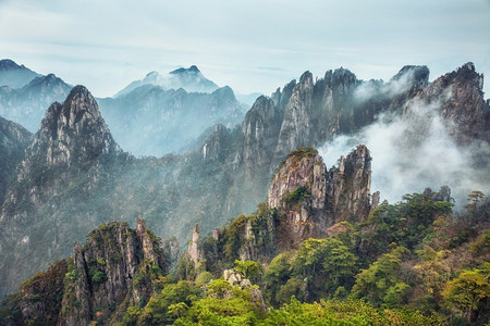 风景黄山风景摄影照片_ 黄山，山，黄色，山