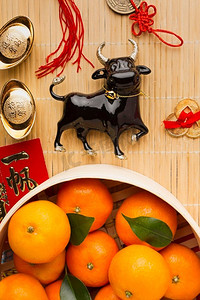 新年中国2021黑牛橙