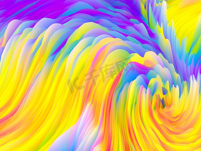 色彩风暴系列虚拟彩色泡沫的运动的3D渲染作为壁纸或背景在艺术和设计的主题