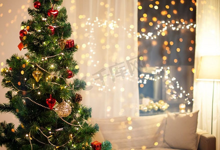  圣诞节，树，假日，室内