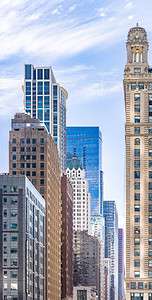 美国伊利诺伊州芝加哥摩天大楼建筑特写