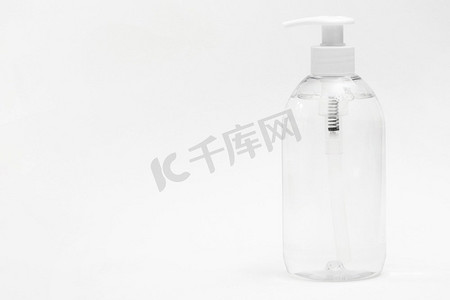 带液体肥皂复印空间的正面塑料瓶