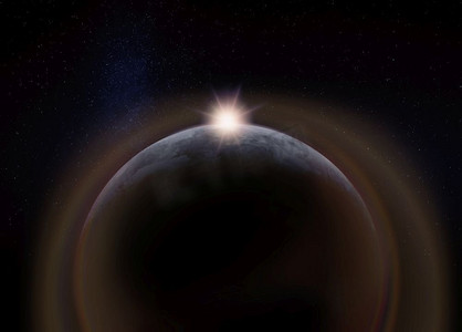 太阳在背后的月球暗面的景象。用于复制文本的负空格。美国国家航空航天局提供的这张图片的要素