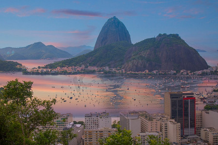 巴西里约热内卢。透过海湾看到城市的景色