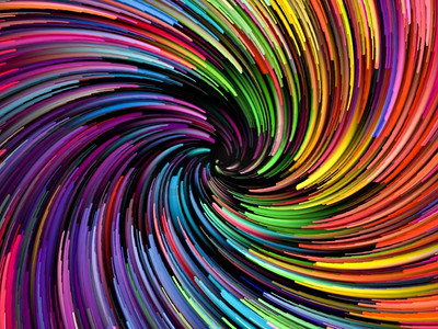 彩纺系列。颜色和运动主题上的彩虹漩涡背景