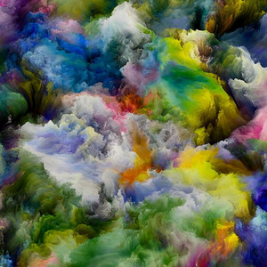 烟雾渲染摄影照片_油漆动力。彩色梦系列为想象力、创造力和艺术绘画作品提供视觉愉悦的渐变和光谱色调的构图