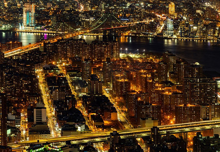 美国纽约州纽约市曼哈顿下城大桥鸟瞰