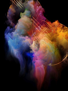音乐系列的色彩以表演艺术、音乐、声音和创意为主题的音乐符号和彩色颜料抽象设计