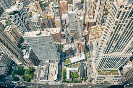 伊利奶粉摄影照片_芝加哥城市天际线鸟瞰，美国伊利诺伊州