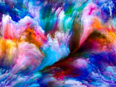 烟雾渲染摄影照片_抽象色彩系列由画布上的彩色绘画组成的设计，作为对艺术，创造力和想象力的主题的隐喻