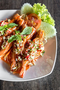 老虎虾麻辣沙拉，泰国seafood集团料理