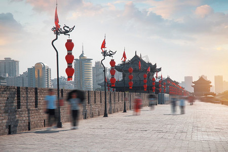 美丽西安摄影照片_西安城墙。中国建筑最大的纪念碑