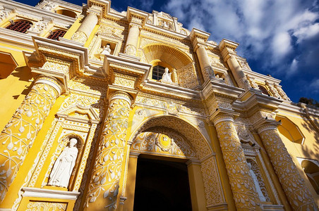 阿凡提卡通摄影照片_安提瓜。中美洲危地马拉安提瓜古城的殖民建筑