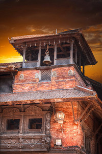 尼泊尔加德满都瓦莱巴克塔普尔的杜巴广场的寺庙。