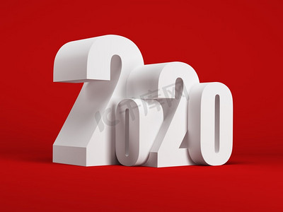 2020新年快乐创意设计背景或贺卡。3d渲染