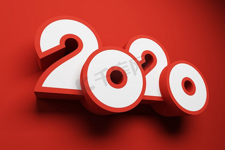 新年快乐创意摄影照片_2020新年快乐创意设计背景或贺卡。3d渲染
