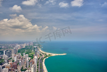 伊利奶粉摄影照片_芝加哥城市鸟瞰，美国伊利诺伊州