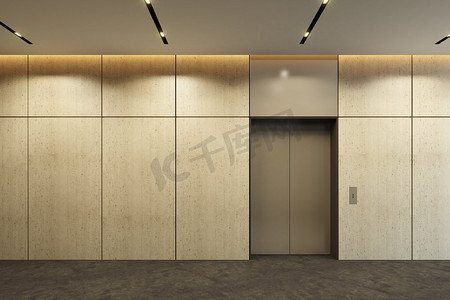 办公室大厅关闭门的现代电梯