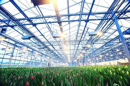 郁金香的种植在一个温室农业企业