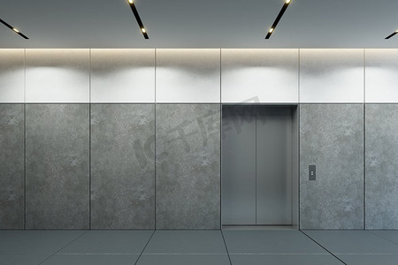 办公室大厅关闭门的现代电梯