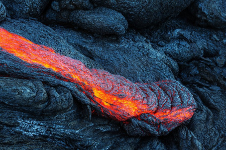 熔岩。夏威夷大岛上的熔岩流